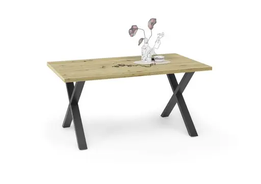 Esstisch - LB ca. 160x90 cm, Asteiche, Schwarz