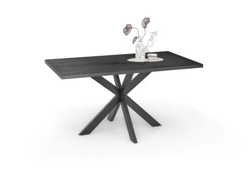 Esstisch - LB ca. 140x90 cm, Schwarzstahl, Schwarz