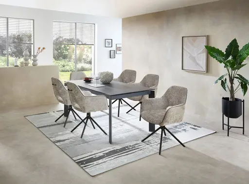 Armlehnstuhl - drehbar, Stoff, Silberfarben