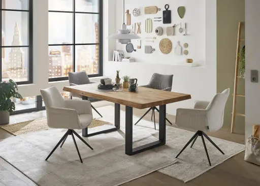 Armlehnstuhl MAIKE - drehbar, Stoff, Hellgrau