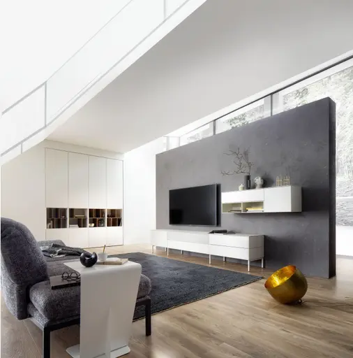 Wohnwand 3900 - B ca. 213 cm, Lack matt, Weiß