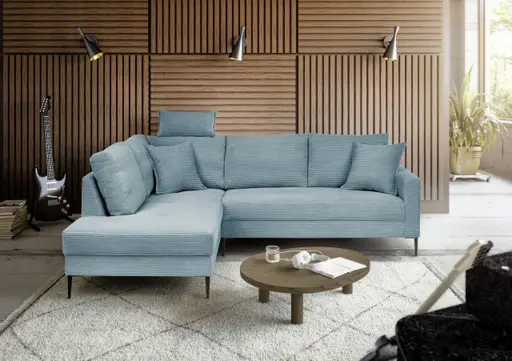 Ecksofa - Ecke links, 3-Sitzer, Stoff, Petrol