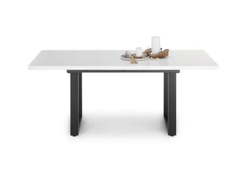 Esstisch - ausziehbar, LB ca. 140x90 cm, Weiß, Schwarz