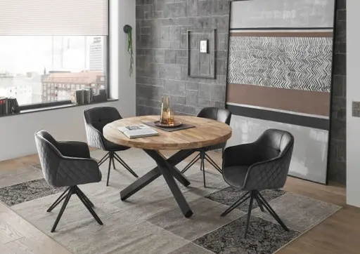 Armlehnstuhl - drehbar, Samt, Grau