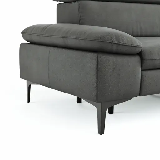 Sofa Felipa - 3-Sitzer inkl. Relaxfunktion (motorisch) und Kopfteil verstellbar, Leder, Grau