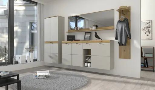 Schuhschrank - B ca. 60 cm, Kaschmir, Artisan Eiche Nachbildung