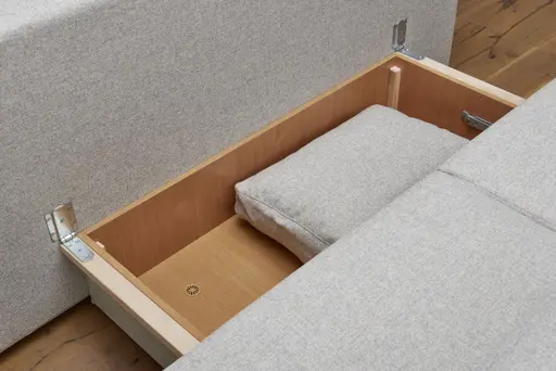 Querschläfer EM Korsika - 2-Sitzer mit Schlaffunktion inkl. Bettkasten, Stoff, Beige