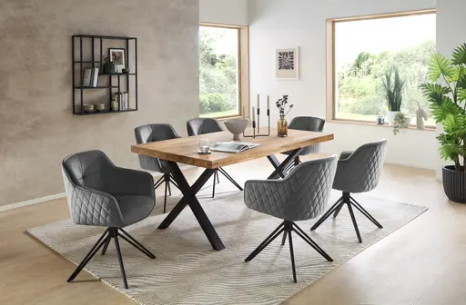 Armlehnstuhl - drehbar, Samt, Grau