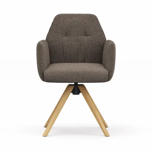 Armlehnstuhl Nashville - drehbar, Stoff, Dunkelbraun