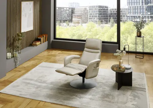 Fernsehsessel - Gr. M, Relaxfunktion, Leder, Pearl