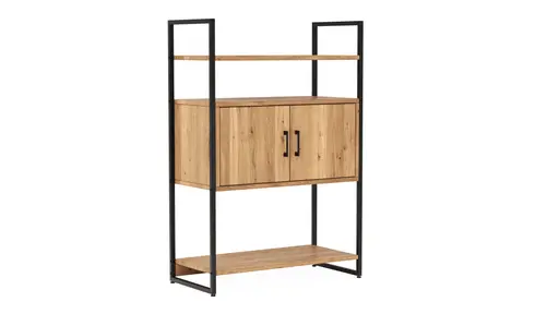 Regal Farmingdale - mit Holztür, Eiche massiv, natur geölt