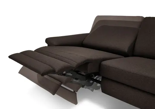 Sofa CALM PLUS 2.0 - 3-Sitzer, Relaxfunktion teilmotorisch, Stoff, Dunkelbraun