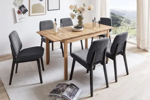 Esstisch - ausziehbar, LB ca. 125x80 cm, Wildeiche massiv geölt