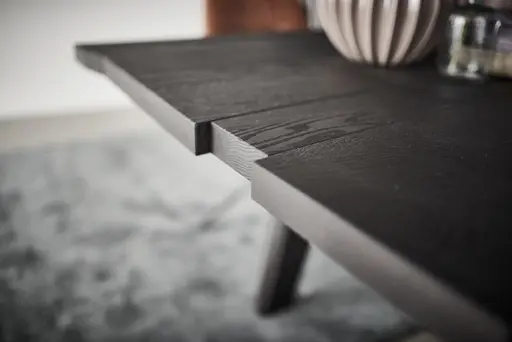 Esstisch Mileto - LB ca. 220 x 100 cm, Asteiche massiv, Schwarz, Naturdesignplatte