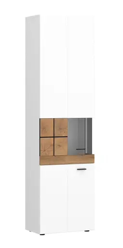 Vitrine - B ca. 55 cm, Alpinweiß, Coast Evoke Eiche Nachbildung, Weiß Hochglanz
