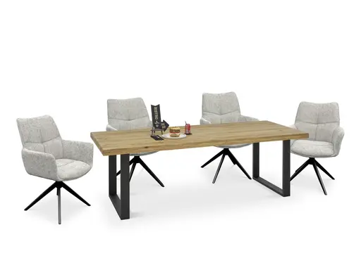 Armlehnstuhl MILENA - drehbar, Stoff, Silberfarben