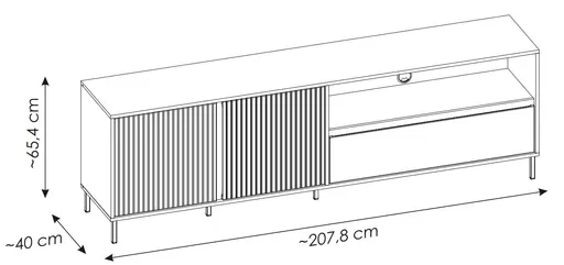 TV-Lowboard - B ca. 208 cm, Anthrazit