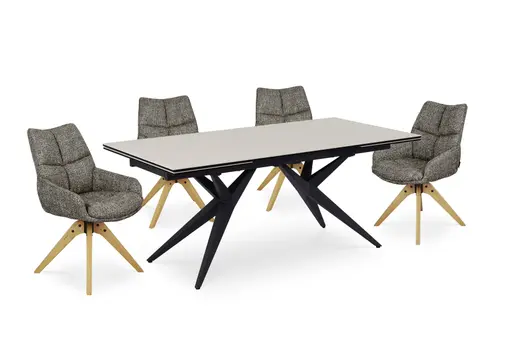 Esstisch MICHELA - ausziehbar, LB ca. 180x95 cm, Glaskeramik, Travertin farbig