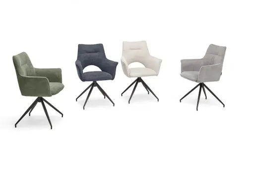 Armlehnstuhl MALEEN - drehbar, Stoff, Blau