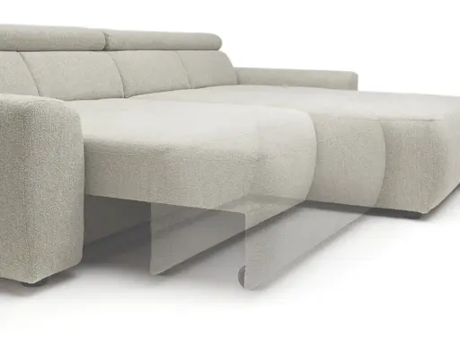 Ecksofa JYTTE - Sofa 2-sitzig mit Longchair rechts, Stoff, Beige