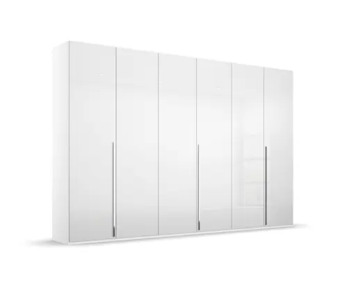 Drehtürenschrank - B. ca. 301 cm, Hochglanz Weiß