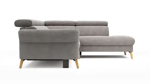 Sofa Maryville - 2,5-Sitzer mit Eckelement und Abschlussteil medium rechts, inkl. Schlaffunktion, Stauraum, Armlehne/Kopfteil verstellbar, Stoff, Grau