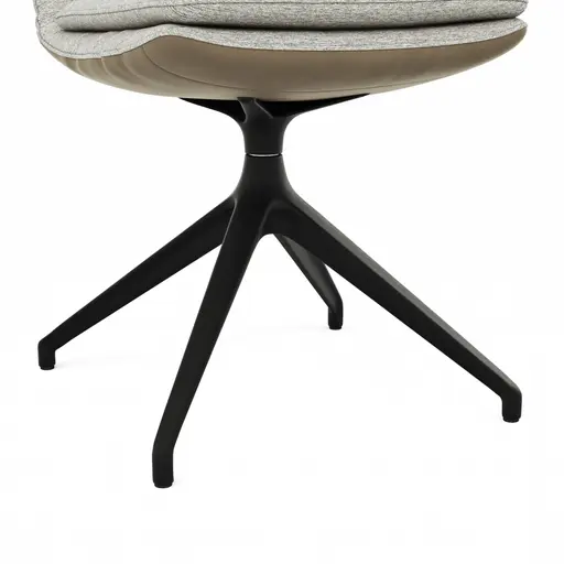 Polsterstuhl Macano - drehbar, Stoff & Leder, Hellgrau, Steingrau