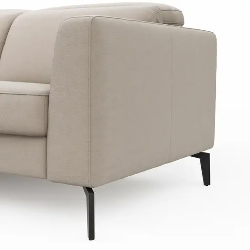 Ecksofa Rafaela 2.0 - Longchair mit 2,5-Sitzer rechts inkl. Sitzvorzug, Kopteilverstellung motorisch und Relaxfunktion motorisch im Longchair, Leder, Champagner