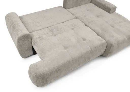 Ecksofa - 2-Sitzer mit Longchair rechts, Stoff, Beige