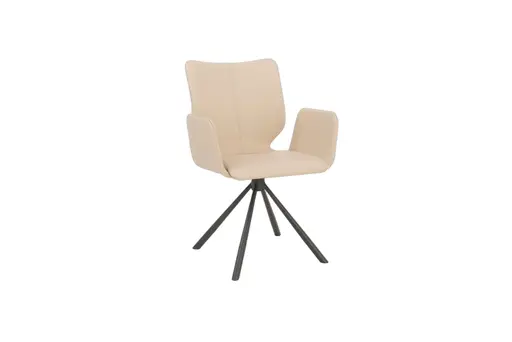 Armlehnstuhl Cupi - Stativ, Leder, Beige