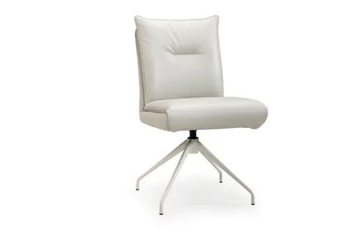 Stuhl - drehbar, Leder, Silbergrau