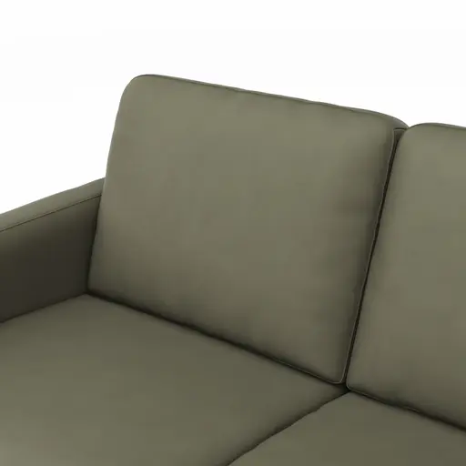 Sofa Enna - 2,5-Sitzer, Armlehne A, Leder, Olive, Kufe, Schwarz