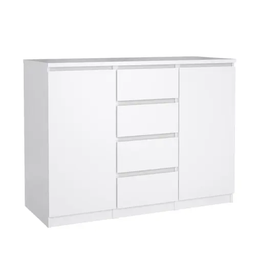 Kommode - B ca. 121 cm, Weiß Hochglanz