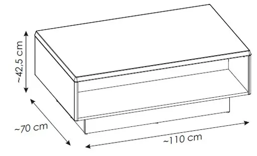 Couchtisch - LB ca. 110x70 cm, Viking Eiche Nachbildung, Anthrazit