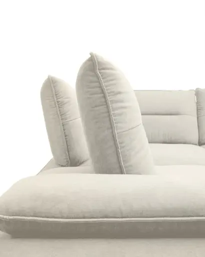 Ecksofa PAYTON - Ecke links, 2-Sitzer inkl. Rückenneigung, Armteilverstellung, Stoff, Creme (Ausstellungskombination)