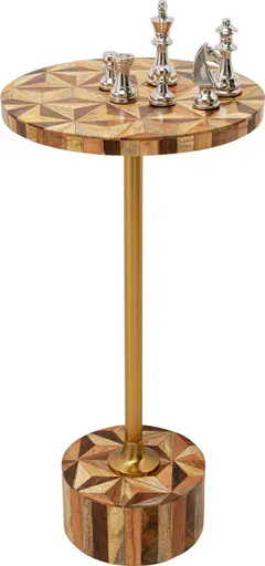 Beistelltisch- DH ca. 25x50 cm, Geo Braun, Stahl, Gold