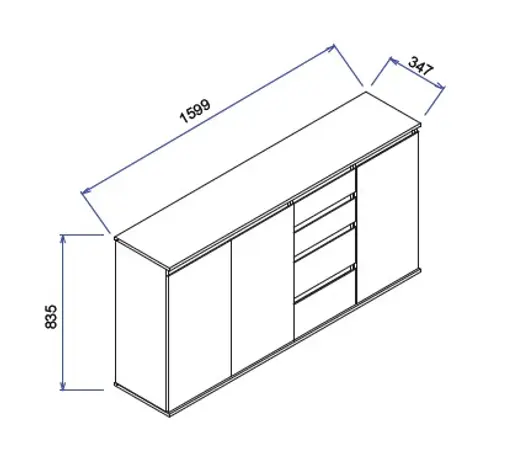 Kommode - B ca. 160 cm, Weiß