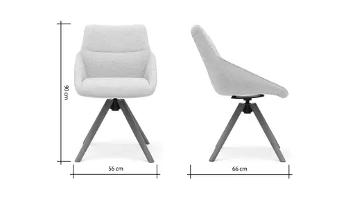 Stuhl Maluhia - mit niedriger Armlehne, drehbar, Stoff, Hellgrau