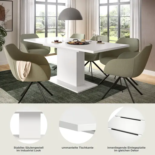 Esstisch - ausziehbar, LB ca. 150x90 cm, Weiß