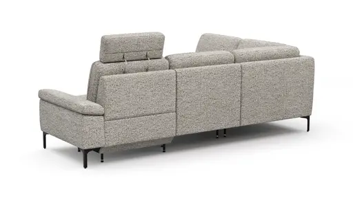 Ecksofa Matero - Ecke mit 2-Sitzer rechts inkl. Relaxfunktion motorisch und Sitzvorzug, Stoff, Graubeige