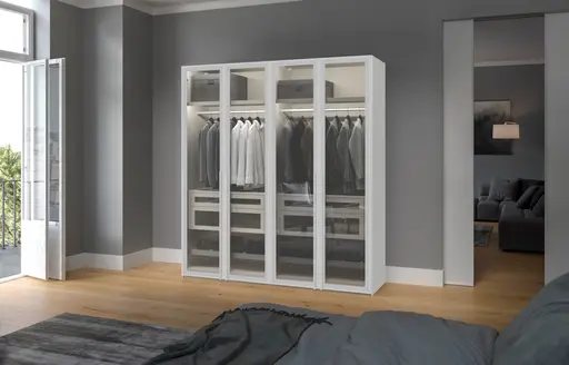 Drehtürenschrank JOIN IT- B ca. 202 cm, Weiss, Glas