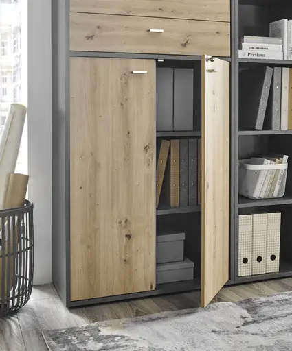 Regalsystem - Graphit, Eiche Nachbildung