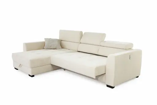 Ecksofa - 2-Sitzer, Ecke rechts, Stoff, Creme