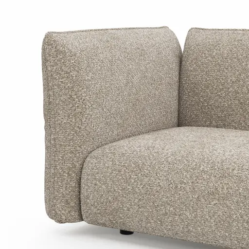 Trapezsofa Motone - 2-Sitzer mit Ecke rechts, Stoff, Beige