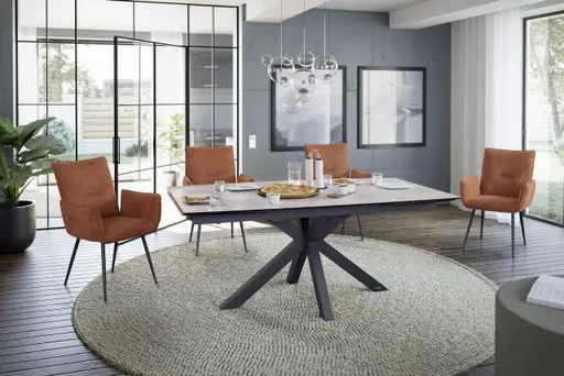 Esstisch MELANIA - ausziehbar, LB ca. 180x95, Keramik, Braun