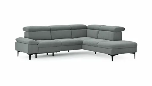 Ecksofa Felipa - 2,5-Sitzer mit Ecke rechts inkl. Armlehne verstellbar und Rückenlehne/Sitztiefe verstellbar (motorisch), Stoff, Grau