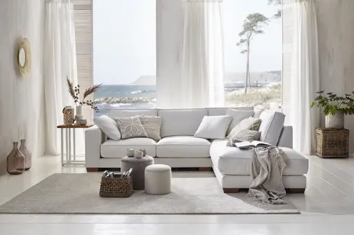 Ecksofa Fairbanks - 2,5-Sitzer mit Ecke rechts, Stoff, Natur