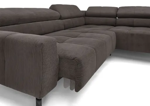 Ecksofa COLLEEN 2.0 - Ecke links und 2-Sitzer, Sitzvorzug motorisch, Feincord, Mocca