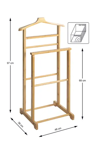 Herrendiener - B/H/T ca. 48x97x36 cm, Bambus naturbelassen