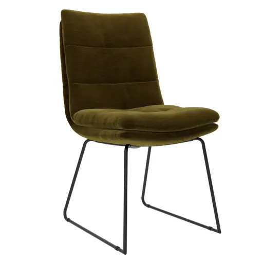 Stuhl Jukka - Kufe, Stoff, Khaki